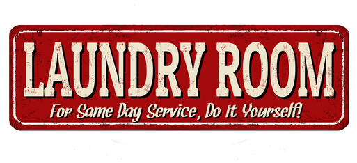 Schild mit Aufschrift:Llaundry Room